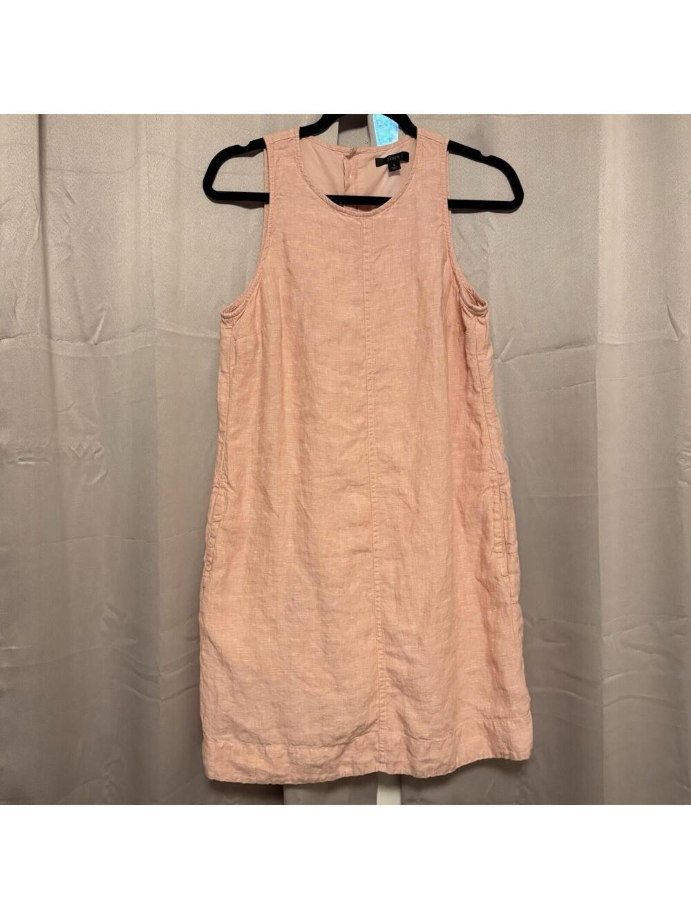 J.CREW Peach 100% Linen & Cotton Shift Dress Small Summer Natural Fibers